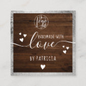 Handgefertigte Liebe Typografie rustikales Silberh Quadratische Visitenkarte (Vorderseite)