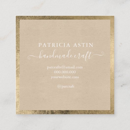 Handgefertigte Liebe typografisch-rustikales Logo Quadratische Visitenkarte (Rückseite)