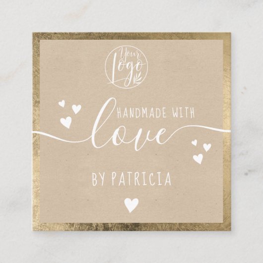 Handgefertigte Liebe typografisch-rustikales Logo Quadratische Visitenkarte (Vorderseite)