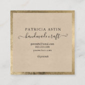 Handgefertigte Liebe typografisch-rustikales Logo Quadratische Visitenkarte (Rückseite)