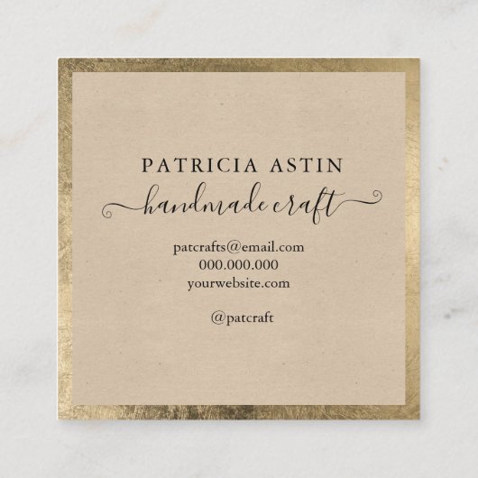 Handgefertigte Liebe typografisch-rustikales Logo Quadratische Visitenkarte (Rückseite)