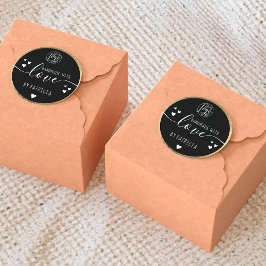 Handgefertigte Liebe typografisches Logo Herzen go Runder Aufkleber