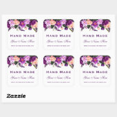 Handgefertigte Lila Wasserfarbe Blüte Klein Quadratischer Aufkleber (Blatt)