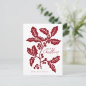 Handgefertigte Linocout Weihnachtskunst Postkarte (Stehend Vorderseite)