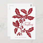 Handgefertigte Linocout Weihnachtskunst Postkarte (Vorne/Hinten)