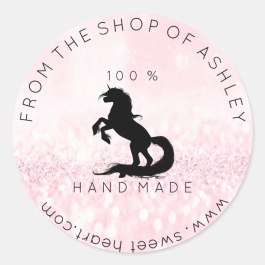 Handgefertigte Logos aus dem Namen Web Pink Unicor Runder Aufkleber (Vorderseite)