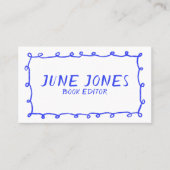 Handgefertigte Loops Doodle Whimsical Inky Periwin Visitenkarte (Vorderseite)