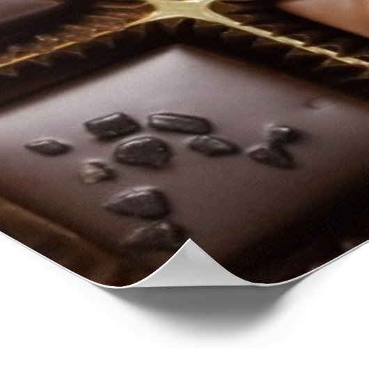 Handgefertigte Luxusschokolade in einer Schachtel Poster (Ecke)