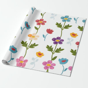 Handgefertigte Minimale Natur Blumen Farbige Botan Geschenkpapier