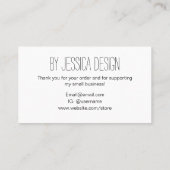 Handgefertigte moderne, einfache, handgeschriebene visitenkarte (Rückseite)