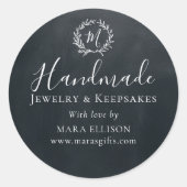 Handgefertigte Monogramm-Verpackung Schwarz Runder Aufkleber (Vorderseite)