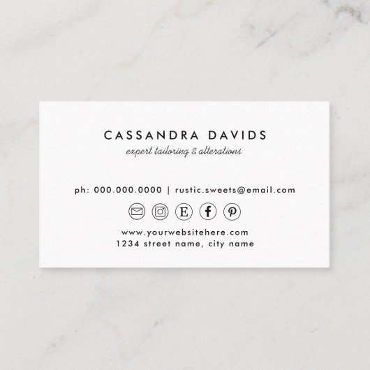 Handgefertigte Nadel und Thread | Seamstress oder  Visitenkarte (Rückseite)