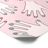 Handgefertigte Nagelstudios in rosa Pastellmuster Poster (Ecke)