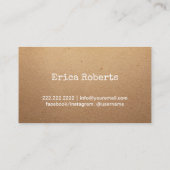 Handgefertigte Nähhandwerke Vintage Pappe Visitenkarte (Rückseite)