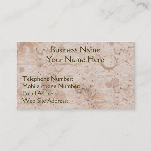 Handgefertigte Papiereffekte - Business & Visitenk Visitenkarte (Vorderseite)