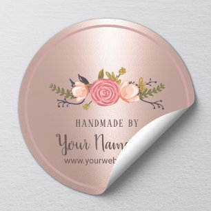 Handgefertigte Produkte Rose Gold Business Runder Aufkleber
