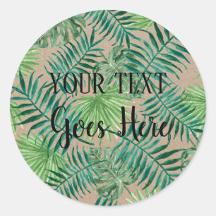 Handgefertigte Produkte Tropische Pflanze Blätter  Runder Aufkleber