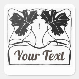 Handgefertigte Produkte Vintag Jugendstil-Pflanze  Quadratischer Aufkleber