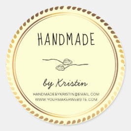 Handgefertigte, rustikal-gelbe goldene Rahmen Runder Aufkleber