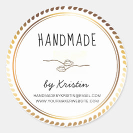 Handgefertigte rustikale, goldene Rahmen Runder Aufkleber