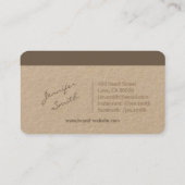 Handgefertigte rustikale Naturpapiersorte Visitenkarte (Rückseite)