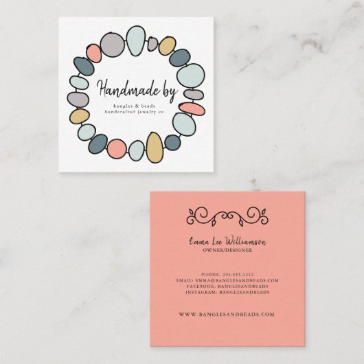 Handgefertigte Schmuck Handmade Modern Business Ca Quadratische Visitenkarte (Vorne/Hinten)