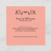 Handgefertigte Schmuck Handmade Modern Business Ca Quadratische Visitenkarte (Rückseite)