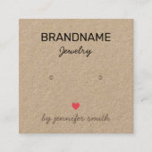 Handgefertigte Schmuck-Herzohrringe Stuhlkarte Quadratische Visitenkarte (Vorderseite)