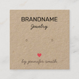 Handgefertigte Schmuck-Herzohrringe Stuhlkarte Quadratische Visitenkarte