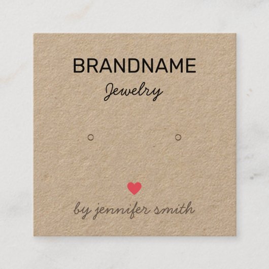 Handgefertigte Schmuck-Herzohrringe Stuhlkarte Quadratische Visitenkarte (Vorderseite)