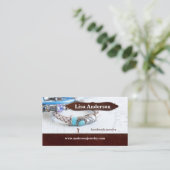 Handgefertigte Schmuck-Imitate Leder-Visitenkarte Visitenkarte (Stehend Vorderseite)