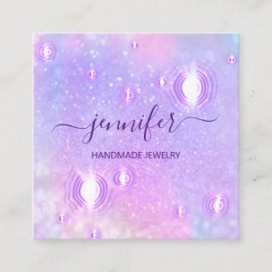 Handgefertigte Schmuck-Lila Logo-Mode-Holografie Quadratische Visitenkarte