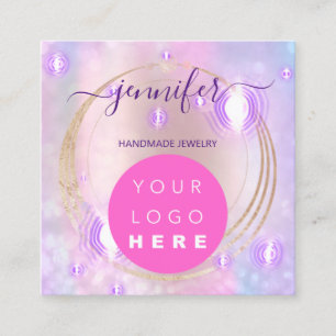 Handgefertigte Schmuck Pink Logo Fashion Futuristi Quadratische Visitenkarte