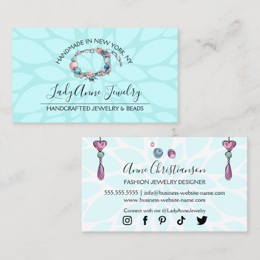 Handgefertigte Schmuck- und Bead-Designer Visitenkarte (Vorne/Hinten)