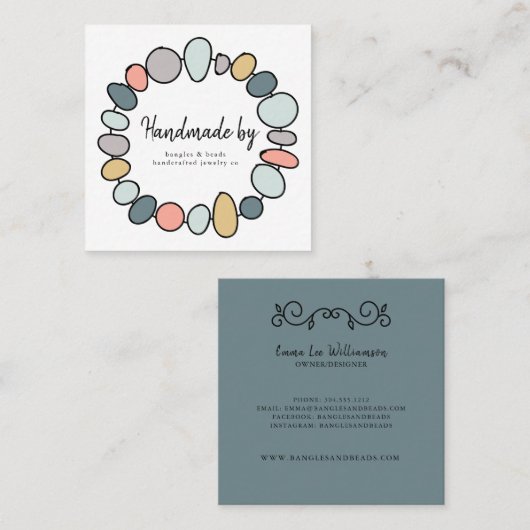 Handgefertigte Schmuckbänder Bracelet Moderne Visi Quadratische Visitenkarte (Vorne/Hinten)