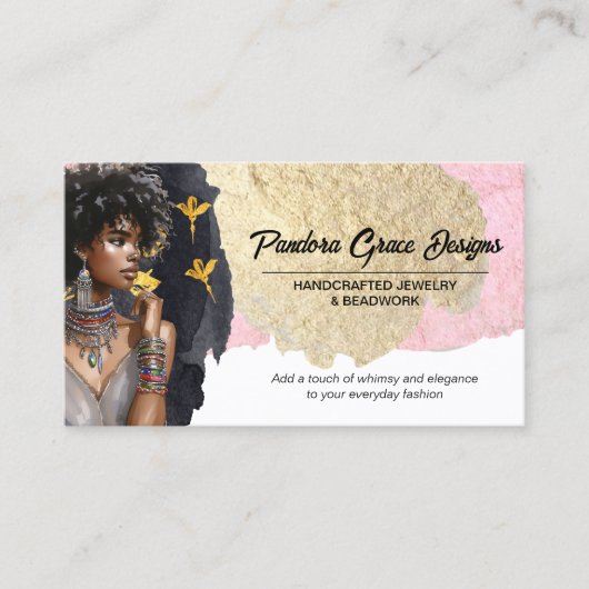 Handgefertigte Schmuckdesigner Visitenkarte (Vorderseite)