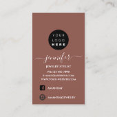 Handgefertigte Schmuckkarte Braune Rose Visitenkarte (Rückseite)