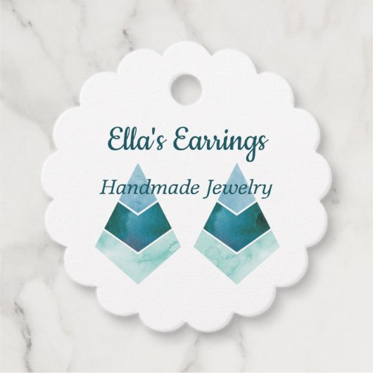 Handgefertigte Schmuckstücke Blue Watercolor Geschenkanhänger (Vorderseite)