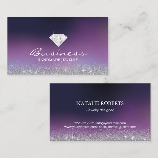 Handgefertigte Schmuckstücke Diamond Logo Modern L Visitenkarte (Vorne/Hinten)