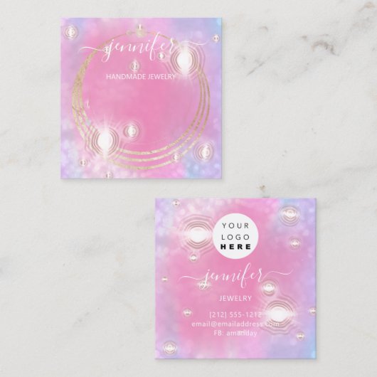 Handgefertigte Schmuckstücke für den Logo-Holograp Quadratische Visitenkarte (Vorne/Hinten)