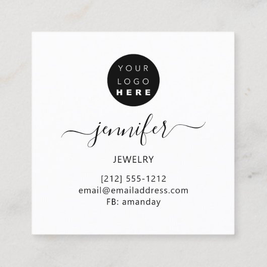 Handgefertigte Schmuckstücke für Logo Rose Gold Bl Quadratische Visitenkarte (Rückseite)