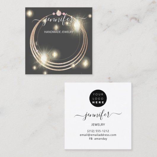 Handgefertigte Schmuckstücke mit eigenem Logo Gold Quadratische Visitenkarte (Vorne/Hinten)