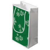 Handgefertigte Schneeflocken-Schauer - Hellgrün un Kleine Geschenktüte (Rückseite Schrägansicht)