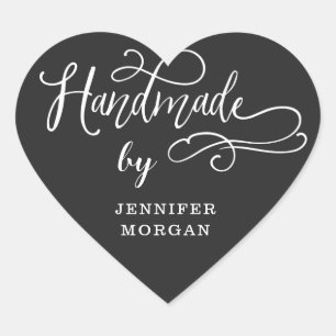 handgefertigte Schriftzeichen-Monogramm Herz-Aufkleber