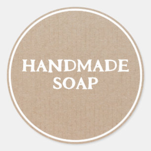 Handgefertigte Seife Brown Kraft Paper Retro Runder Aufkleber