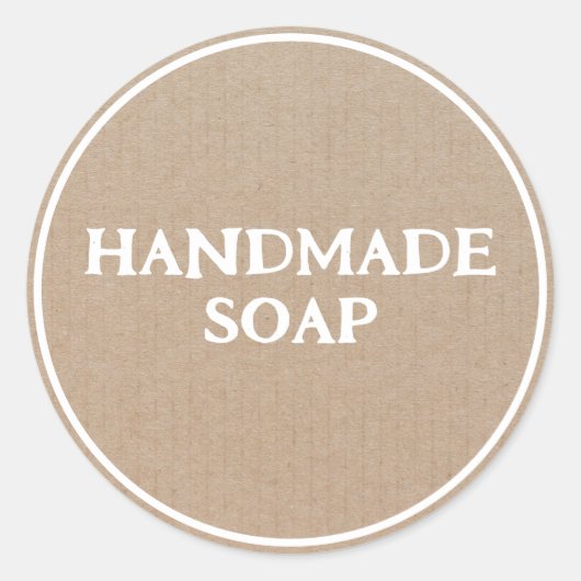 Handgefertigte Seife Brown Kraft Paper Retro Runder Aufkleber (Vorderseite)