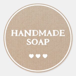 Handgefertigte Seife Brown Kraft Papier Retro Boho Runder Aufkleber