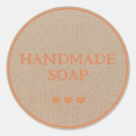 Handgefertigte Seife Brown Kraft Papier Retro Boho Runder Aufkleber (Vorderseite)