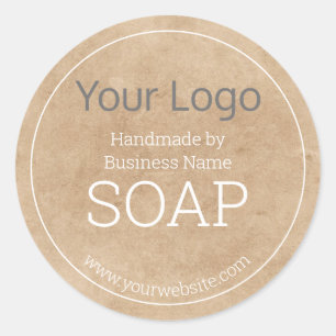 Handgefertigte Seife Ihr Logo Rustikales Kraftpapi Runder Aufkleber