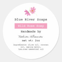 Handgefertigte Seife Pink Floral mit Zutaten Liste
